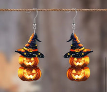 Load image into Gallery viewer, Acrylic Halloween Pumpkin Earrings