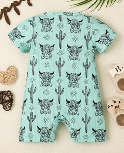 Green Cactus Cow Onesie