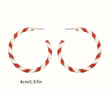 Load image into Gallery viewer, Candy Cane Stripe Hoops