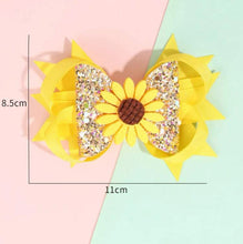 Load image into Gallery viewer, Shiny Sunflower Bow