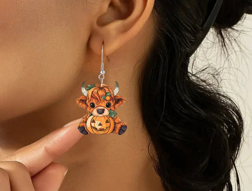 Acrylic Halloween Cow Earrings
