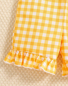 Checkered Ruffled Romper