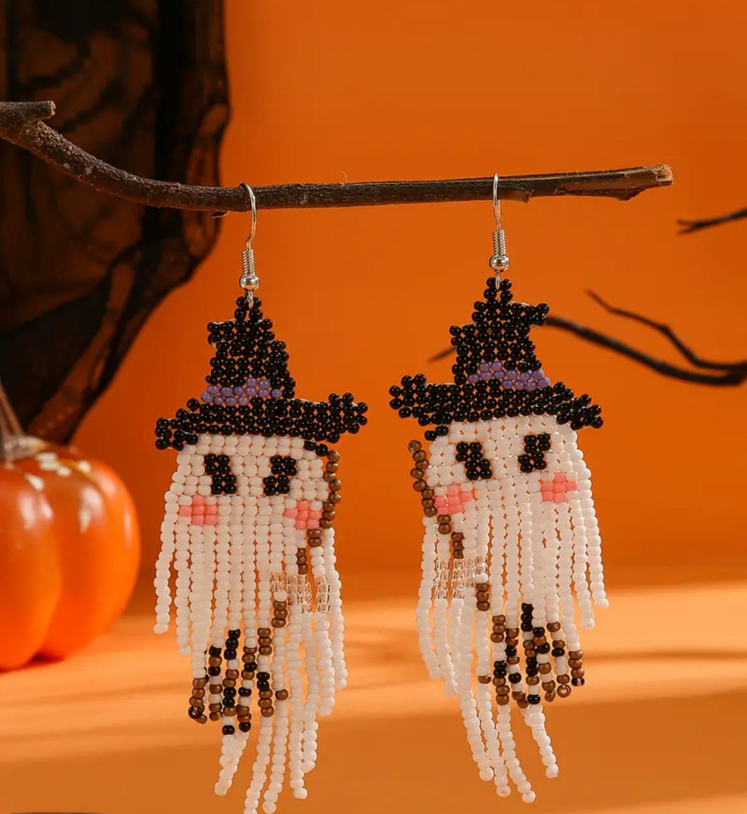 Witch Ghost Beaded Earrings
