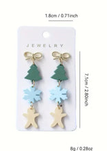 Load image into Gallery viewer, Festive Snowflakes, Tree earrings