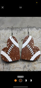 Football heart earrings