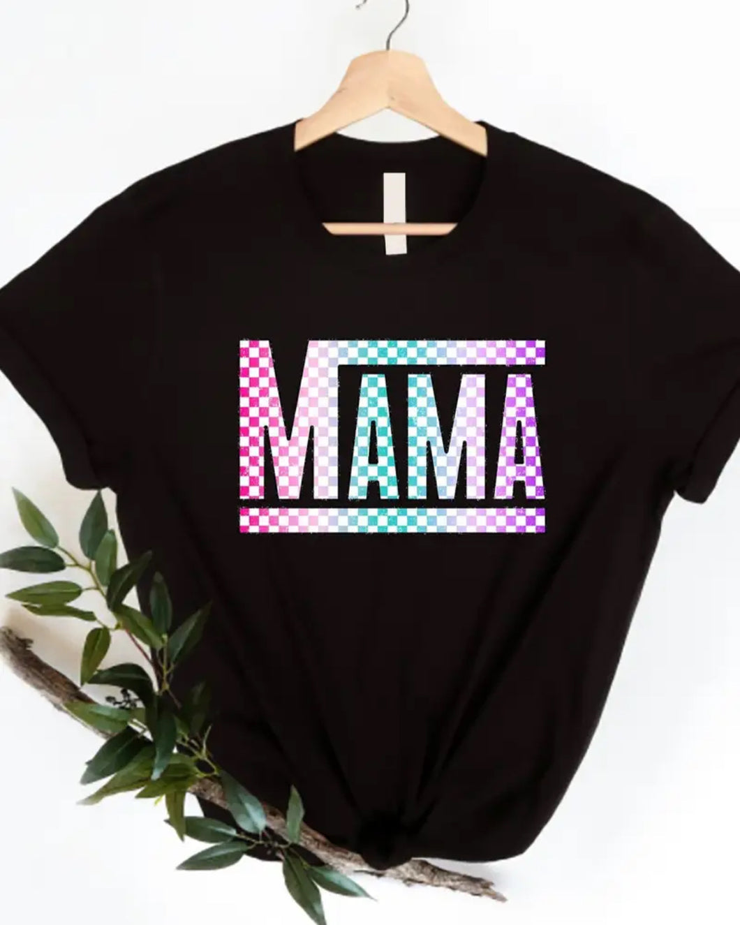 Rainbow Checkered Mama Tee