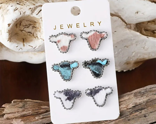 Cow Head Post Earrings