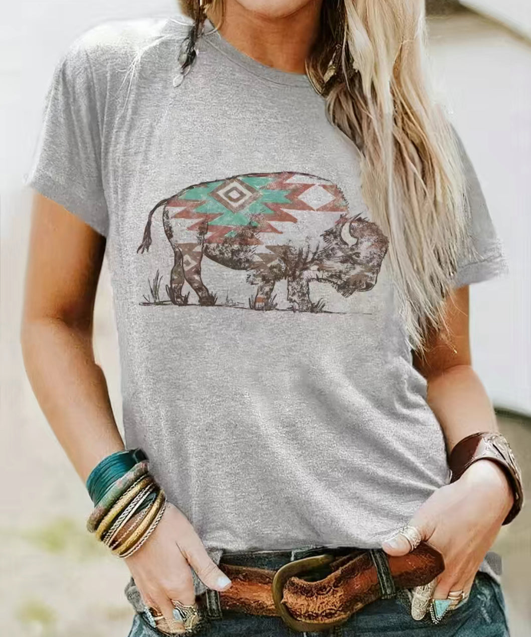 Aztec Buffalo graphic tee