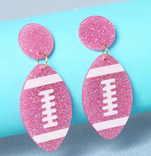 Load image into Gallery viewer, Pink football earrings