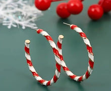 Load image into Gallery viewer, Candy Cane Stripe Hoops