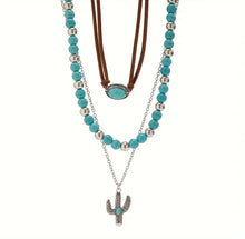 Load image into Gallery viewer, 3 Pc Cactus/Turquoise Necklace Set