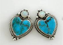 Load image into Gallery viewer, Turquoise heart stud earrings