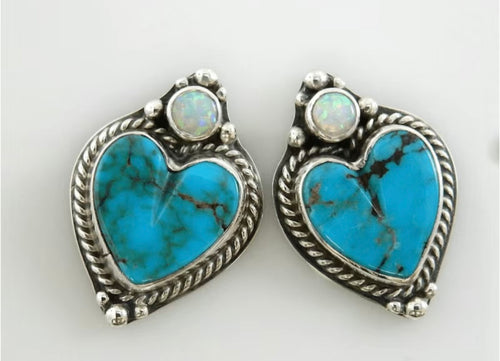 Turquoise heart stud earrings