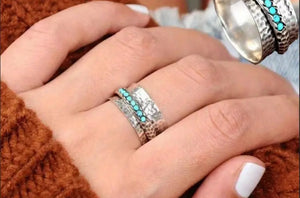 Wide Band/Turquoise Spin Ring