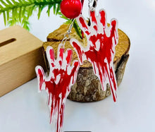 Load image into Gallery viewer, Acrylic Halloween Blood Hands Earrings