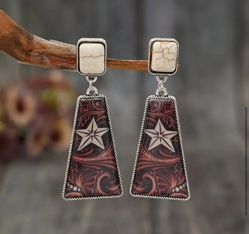 Western Inlay Stone  Post Earrings