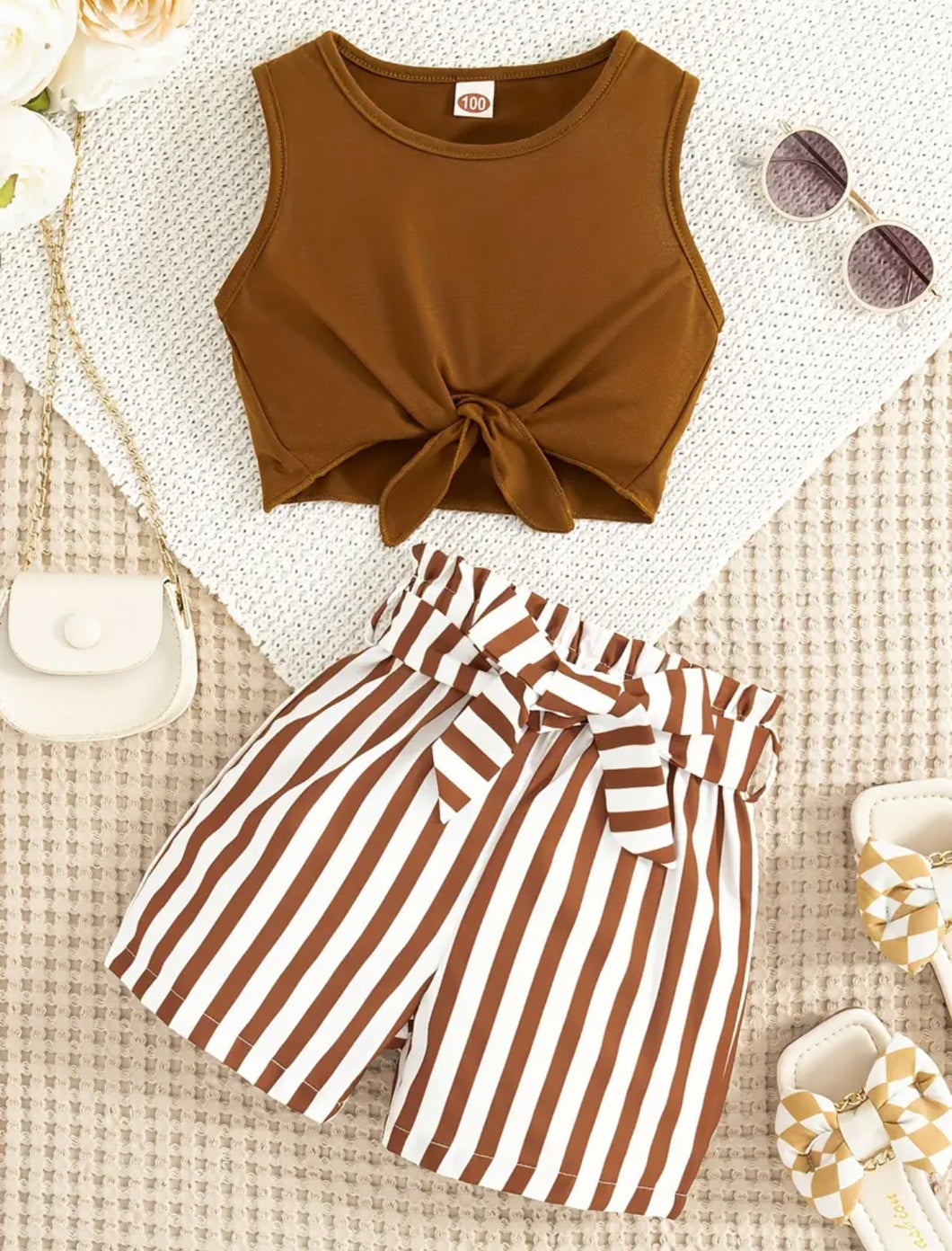 Striped Sleeveless top/Short outfit