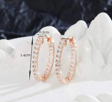 Load image into Gallery viewer, Rose Gold CZ hoops