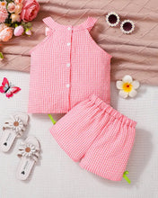 Load image into Gallery viewer, Checkered Flower Short Set