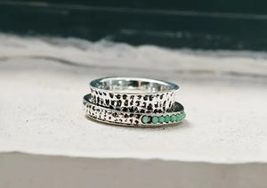 Wide Band/Turquoise Spin Ring