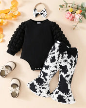 Load image into Gallery viewer, 3 Pc. Bubble Sleeve Cow Outfit