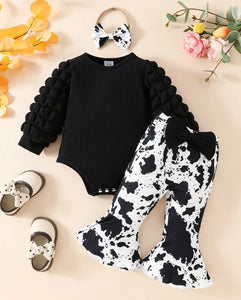 3 Pc. Bubble Sleeve Cow Outfit