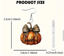 Load image into Gallery viewer, Acrylic Bow Pumpkin Earrings
