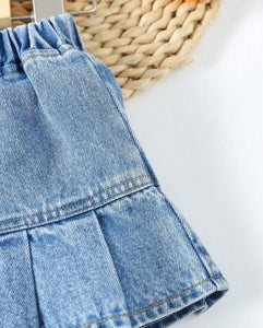 Pleated Jean Skirt