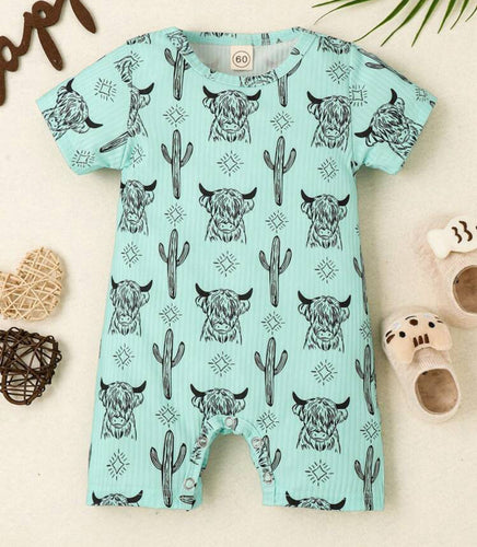 Green Cactus Cow Onesie