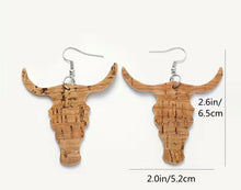 Load image into Gallery viewer, Longhorn Cork earrings