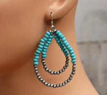 Load image into Gallery viewer, Double Navajo pearl teardrop earrings