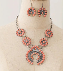 Peach Squash Blossom Jewelry Set
