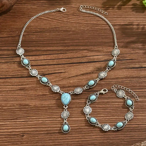 Turquoise Concha Necklace/Bracelet Set