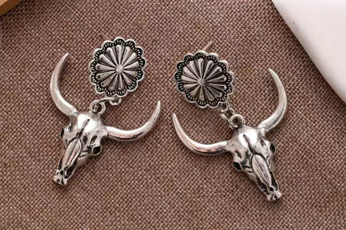 Concho steer post earrings