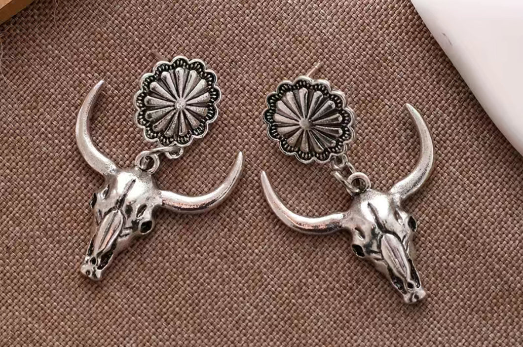 Concho steer post earrings