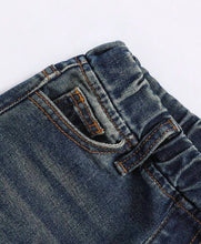 Load image into Gallery viewer, Boys dark washed distressed jeans