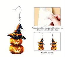 Load image into Gallery viewer, Acrylic Halloween Pumpkin Earrings