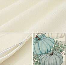 Load image into Gallery viewer, Checkered Blue Stacked Pumpkin Pillow Case