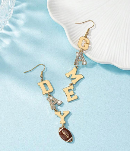 Large Football Dangle Game Day earrings