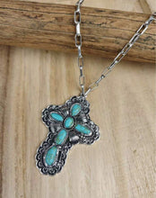 Load image into Gallery viewer, Layered Cross Navajo Pearl Necklaces