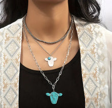 Load image into Gallery viewer, Western Cow layered necklaces