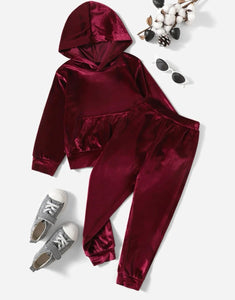 Hooded Velour Jogger Set