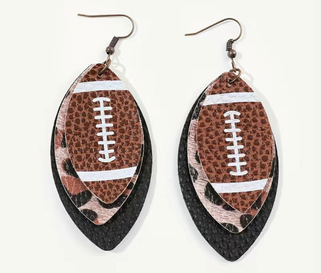 3 layer football earrings