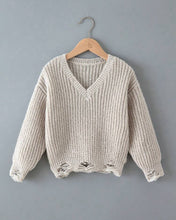 Load image into Gallery viewer, Girls Distressed V-Neck Sweater