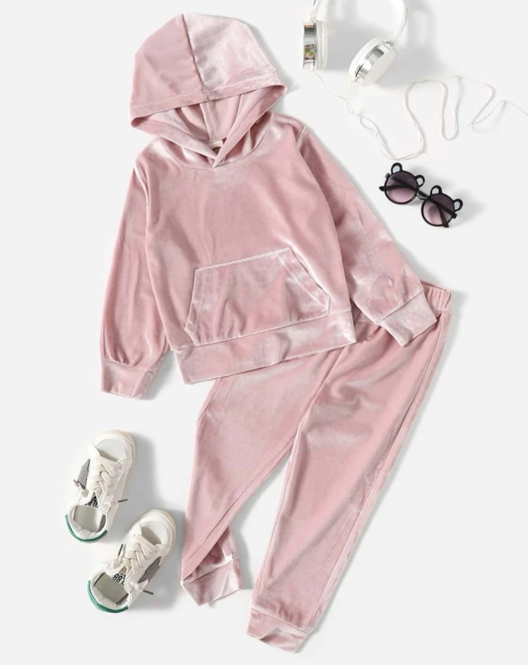 Hooded Velour Jogger Set