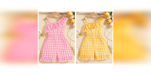 Checkered Ruffled Romper