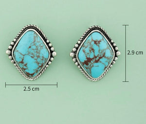 Diamond turquoise stud earrings