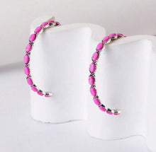 Load image into Gallery viewer, Western Iridescent/Stone hoops