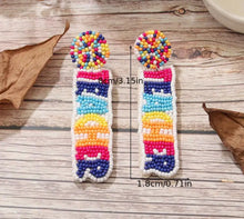 Load image into Gallery viewer, Pom Beaded teacher earrings