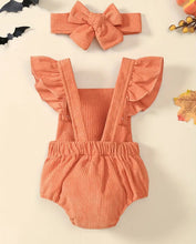 Load image into Gallery viewer, Corduroy Pumpkin Bib Onesie